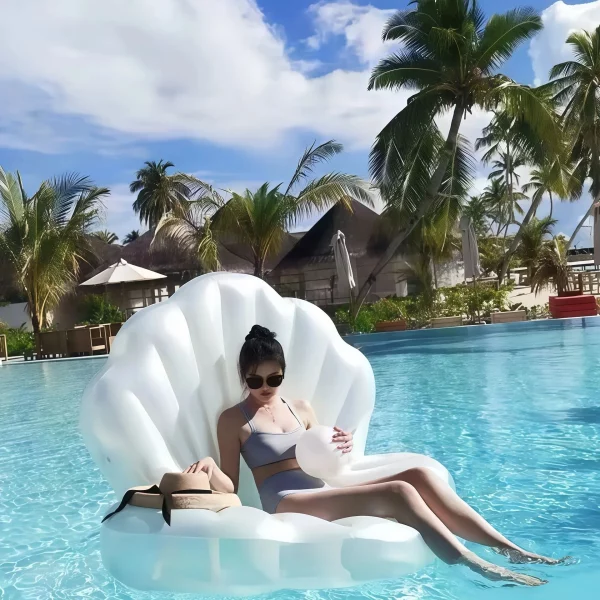PVC Inflatable Toys Shell Floating Rows Sitting Swimming Ring Water Play Swimming Mat  Backrest Air Mattresses Floating Row