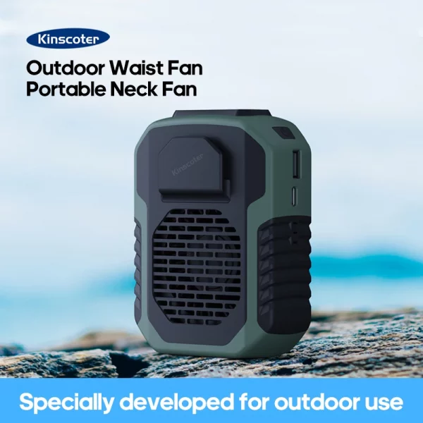KINSCOTER 6000mAh Outdoor Waist Fan with Power Bank Portable Rechargeable Neck Fan Electric Cooler USB Ventilator Fan