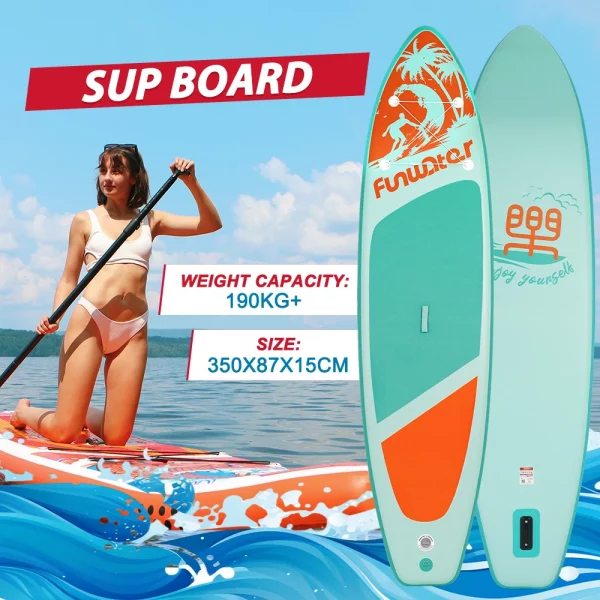 FunWater 11'6" Sup Board Inflatable Surfboard Stand Up Paddle Board Inflatable Sup Paddleboard with Accessories EU Warehouse