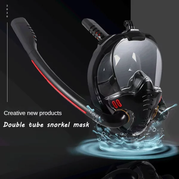 Professional Double Tubes Full Face Snorkel Mask New Breathing Mode 180° Panoramic Anti-Fog Diving Mask Dry Top System For Adult